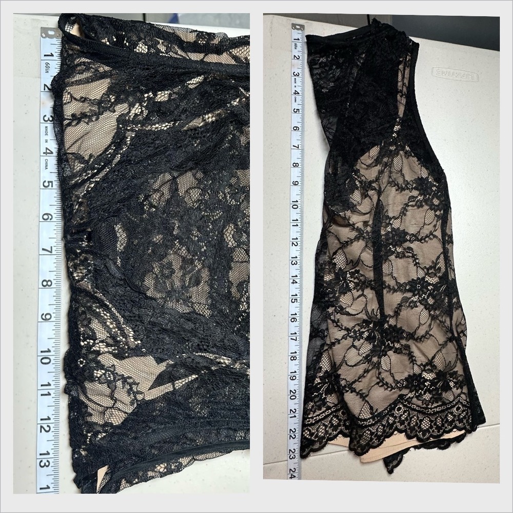 Womens Fairy Grunge Black Lace Babydoll Top Sz 0 Whimsigoth Overlay Romantic - Picture 8 of 10